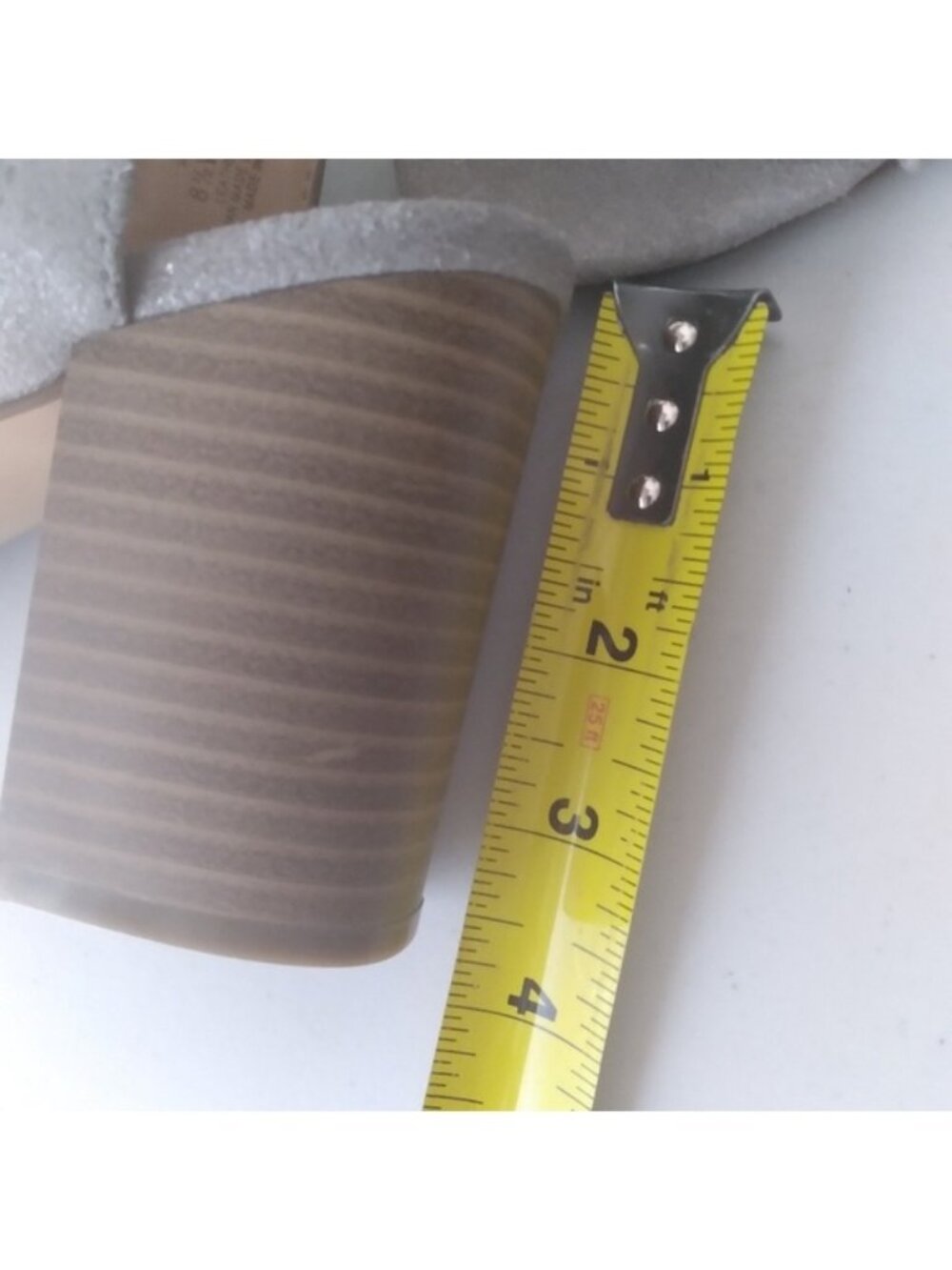 Vince Camuto Silver Gray Shimmery Bungee Strappy Evening Stacked Block Heels 8.5 - Picture 8 of 11